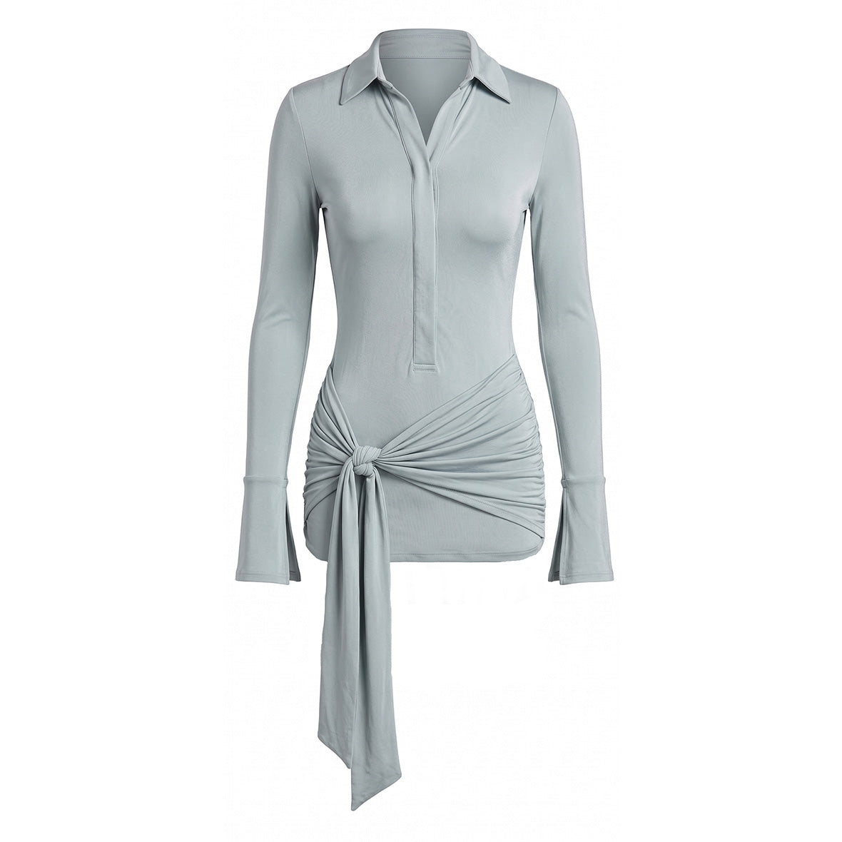 Scarf Detail Cotton Jersey Shirt Dress