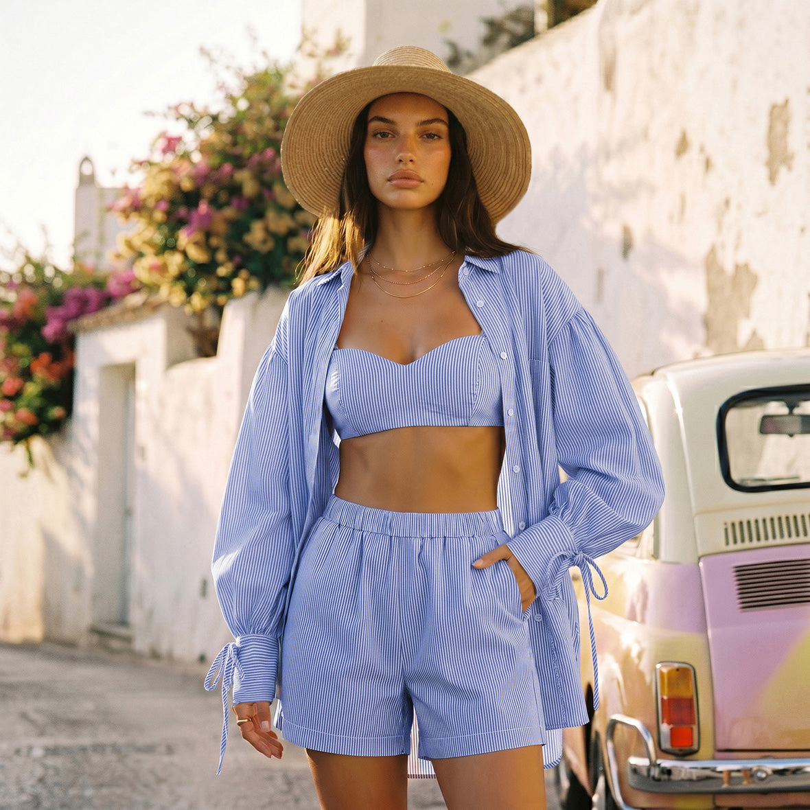 Striped Cotton Bralet Top