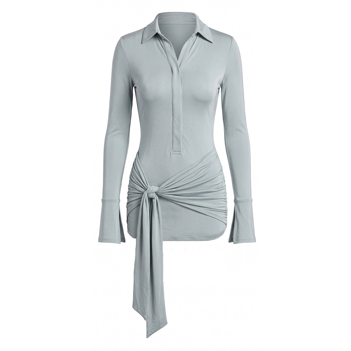 Scarf Detail Cotton Jersey Shirt Dress
